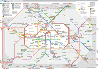 Plano de la red de tren urbano y cercanias S Bahn de Berlin